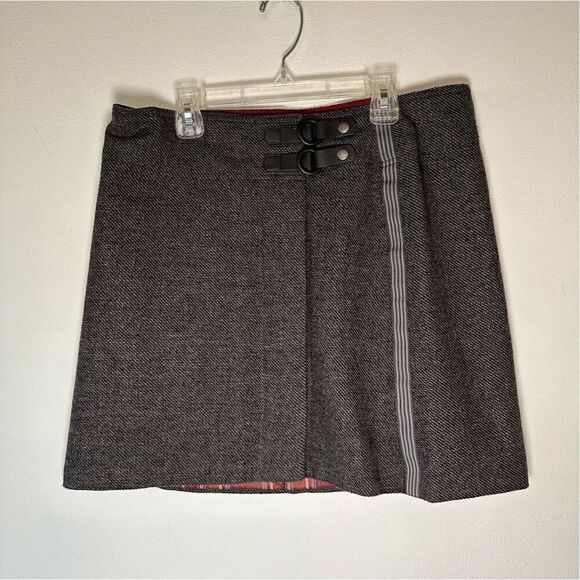 PrAna women’s wool blend skirt  leather buckles hidden buttons size M #44-1344 - Picture 1 of 10